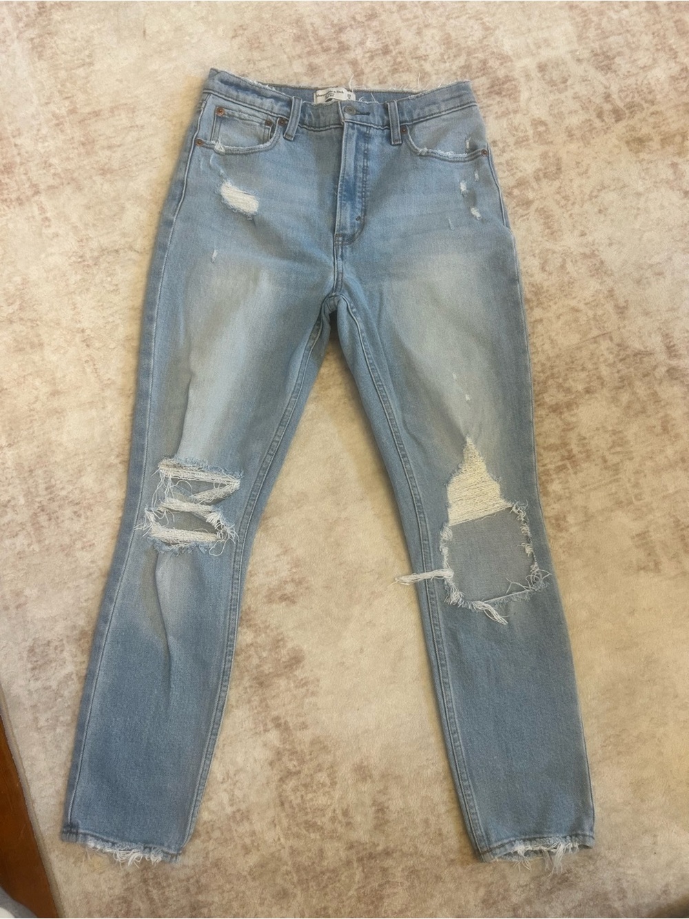 Abercrombie & Fitch Light Blue Ripped Skinny Jeans